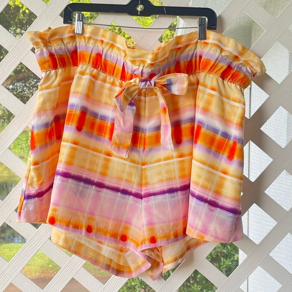 Future Collective Pastel Stripe Tie-Waist Paperbag Shorts - Picture 3 of 10